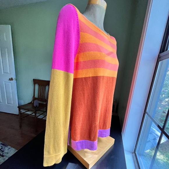 Isaac Mizrahi x Target Colorblock Orange/Yellow/Pink Sweater - Adult Size Large - Picture 10 of 16